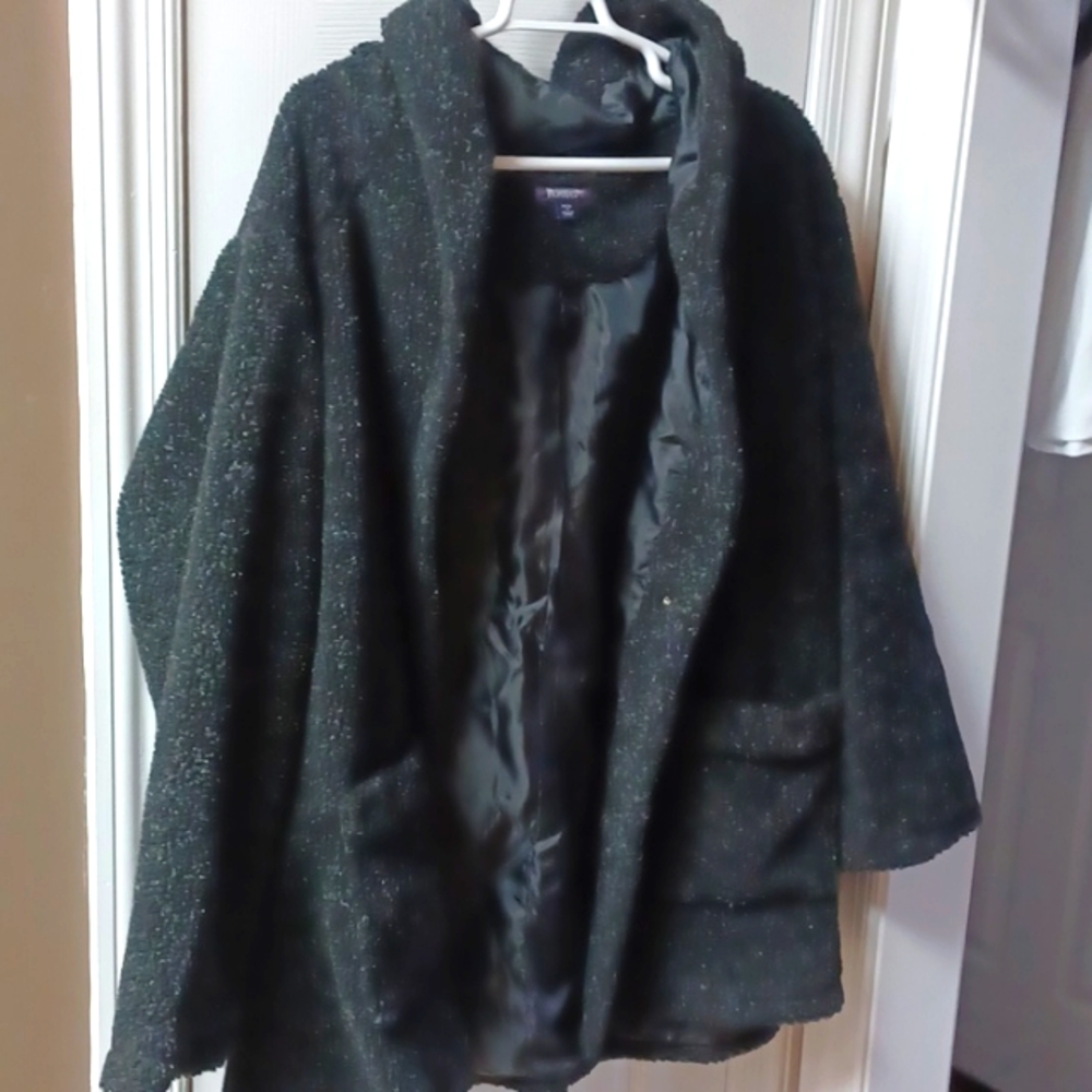 Hooded Fleece Textured Coat
